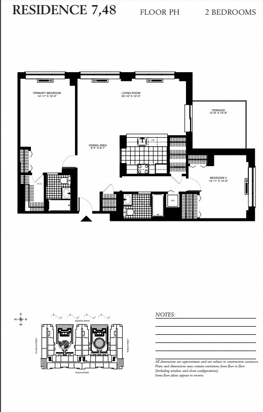 Floor plan for 2 beds, 2 baths, 1290 sqft
